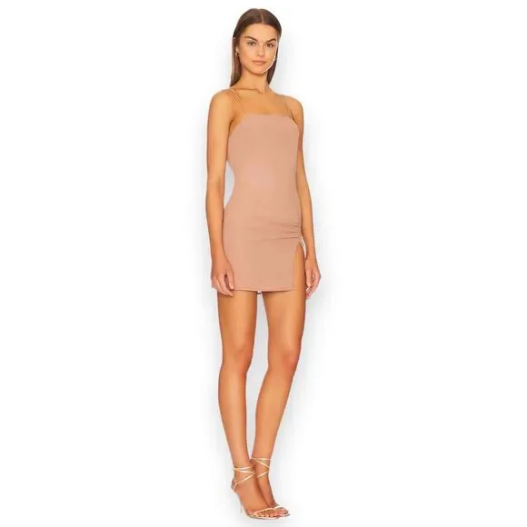 Superdown Syrus Slit Mini Dress Nude Revolve Size Small